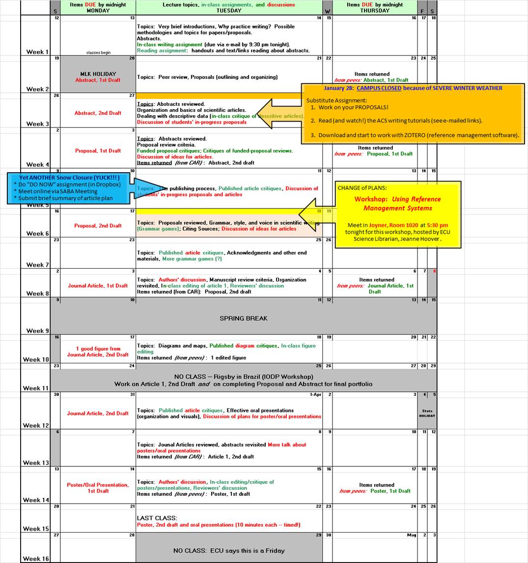 Geology 6900 Lecture/Discussion/Deadlines Schedule