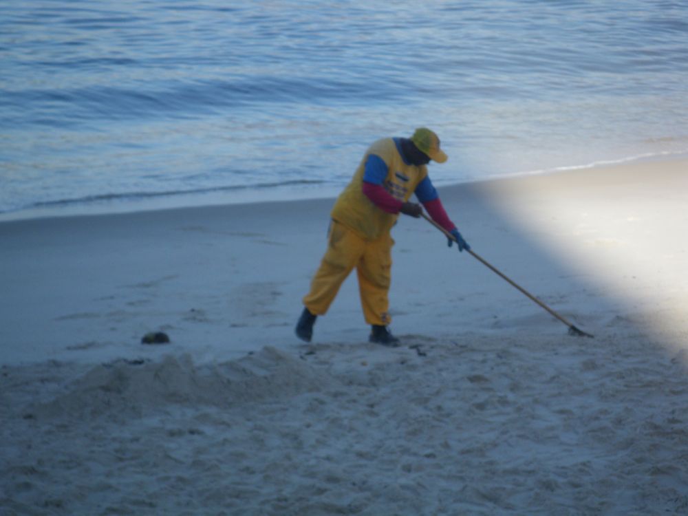 Raking the beach