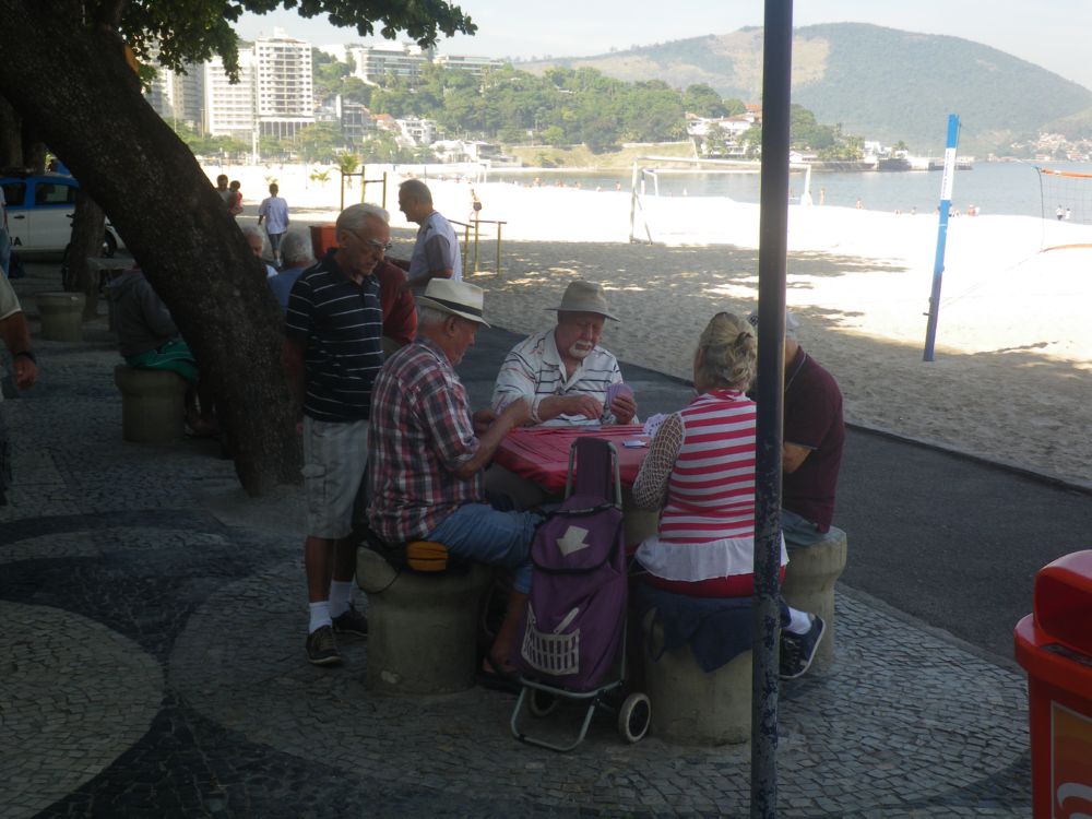 Card players on the beach walk. Don't forget to BYOTC!