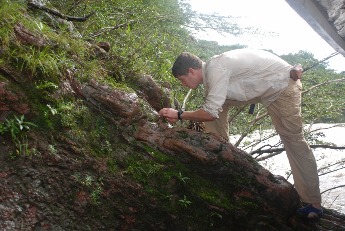 Wout measuring strike and dip.