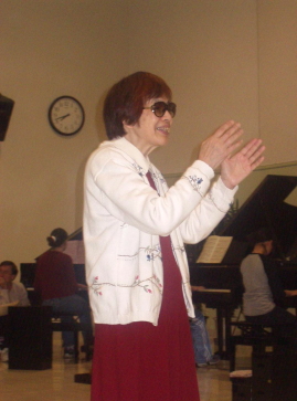 Haruko Kataoka at a 10-Piano Concert rehearsal, Matsumoto, Japan, April, 2002